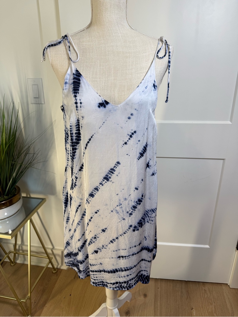 Gypsy 05 Global Village Tie Dye Mini Dress Blue White Size Small